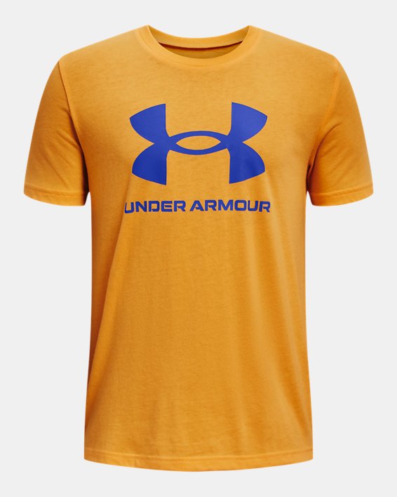Boys' UA Sportstyle Logo Short Sleeve, Yellow, pdpMainDesktop image number 0